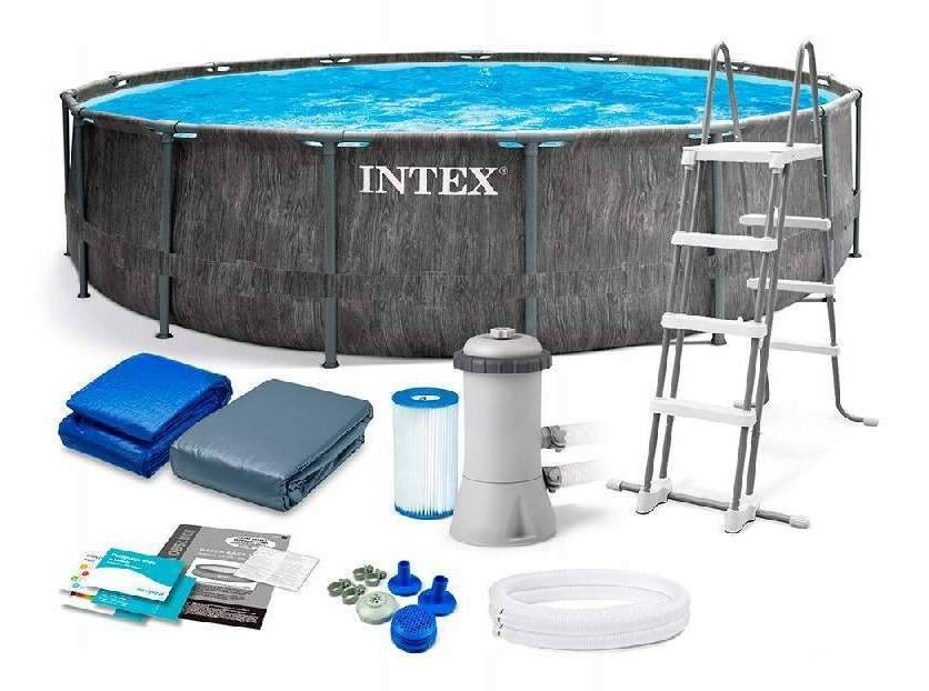 Басейн каркасний круглий, 26744 NP Intex 549х122 см, сходи, підстилка, тент, картриджний фільтр