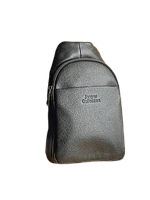 Кожаная мужская нагрудная сумка Backpack for men AND JASPER Бананка на грудь черная из искусственной кожи