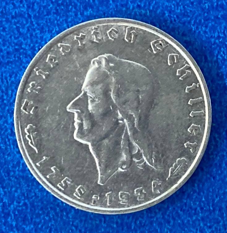 Монета Німеччини 2 рейхсмарки 1934 р. Шілер, фото 1