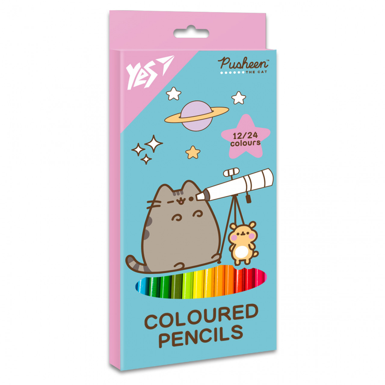 Олівці кольорові YES 12 шт 24 цв Pusheen Cheek, фото 1