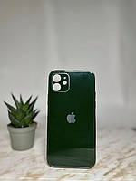 Стеклянный глянцевый чехол для Iphone 12 с закрытым низом зелёный ( №41 )