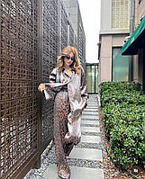 Трендовый стильный женский леопардовый костюм шелк котон Турция