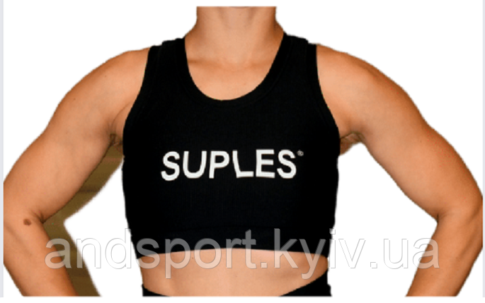 Чорний спортивний бюстгальтер із логотипом Suples розмір S, M, L, фото 1