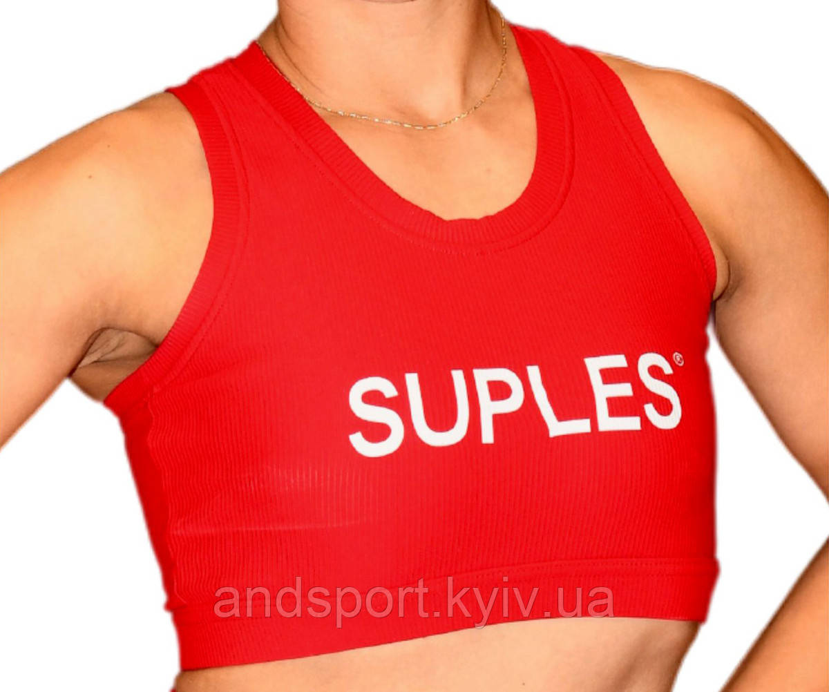 Спортивне бра з логотипом Suples червоного кольору розмір S, M, L