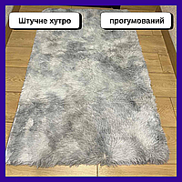 Меховый ворсистый прикроватный коврик травка прорезиненный Шерстяной прикроватный ковер с длинным ворсом Серый