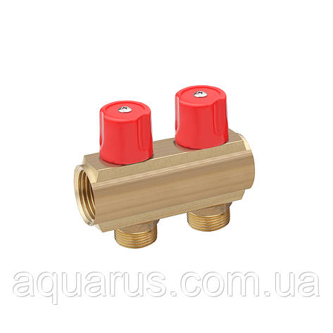 Колектор регулюючий Karro на 2 виходи 1"х3/4" вентиль, латунний KR-1007B, фото 1