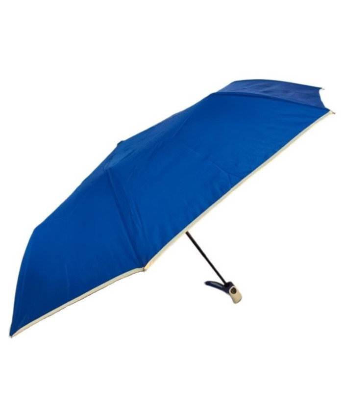 Парасолька жіноча напівавтомат Eső Fecske SW3620 8 спиць 3 складання Синій з бежевою облямівкою, фото 1