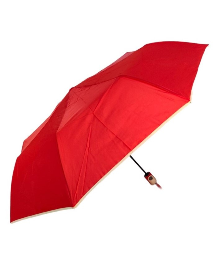 Парасолька жіноча напівавтомат Eső Fecske SW3620 8 спиць 3 складання Червоний з бежевою облямівкою, фото 1