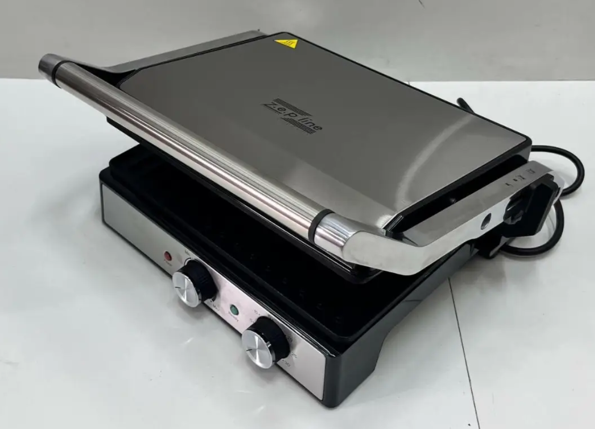 Електрогриль Zepline контактний, притискний, з таймером, з антипригарним покриттям 3500Вт, фото 1