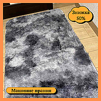 Пушистый прикроватный коврик в спальню Лохматый коврик травка Прикроватные коврики из искусственного меха Серый темный