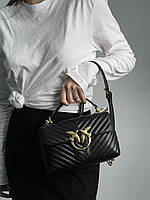 Pinko Mini Classic Lady Love Bag Puff Chevron Black/Gold