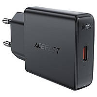 Сетевое зарядне пристрій ACEFAST A65 PD20W GaN single USB-C ultra-thin charger Black