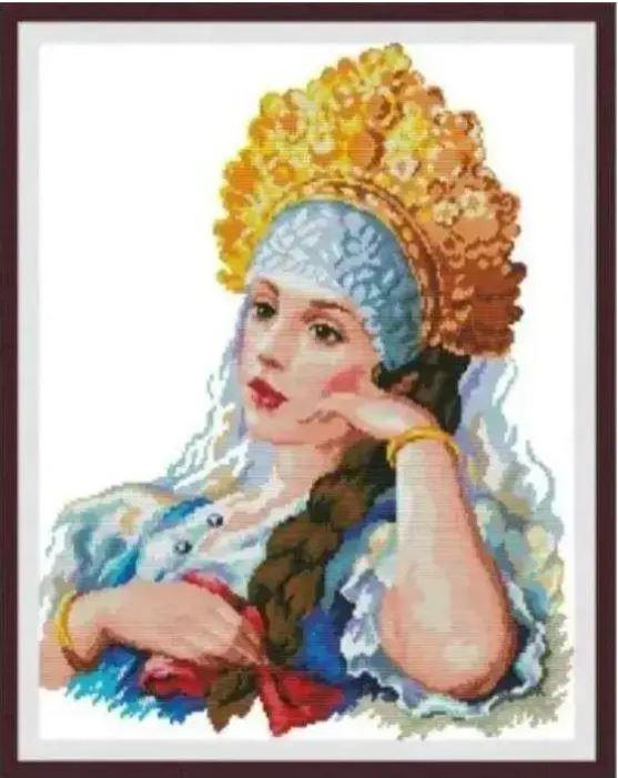 Набір для вишивання за нанесеною на канву схемою "Golden Crown Princes". AIDA 14CT printed, 40*49 cm