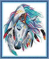 Набор для вышивания по нанесённой на канву схеме "Rainbow Horse". AIDA 14CT printed,31*37см