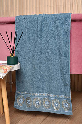 Рушник для обличчя махровий блакитного кольору 173507T Безкоштовна доставка