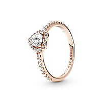 Серебряное кольцо Pandora Rose Блестящее прозрачное сердце 188421C02 58