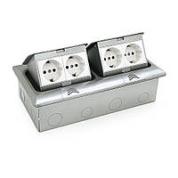 Розетка підлогова висувна із заземленням J26, чотири розетки, Input: AC 100-250V 16A, White