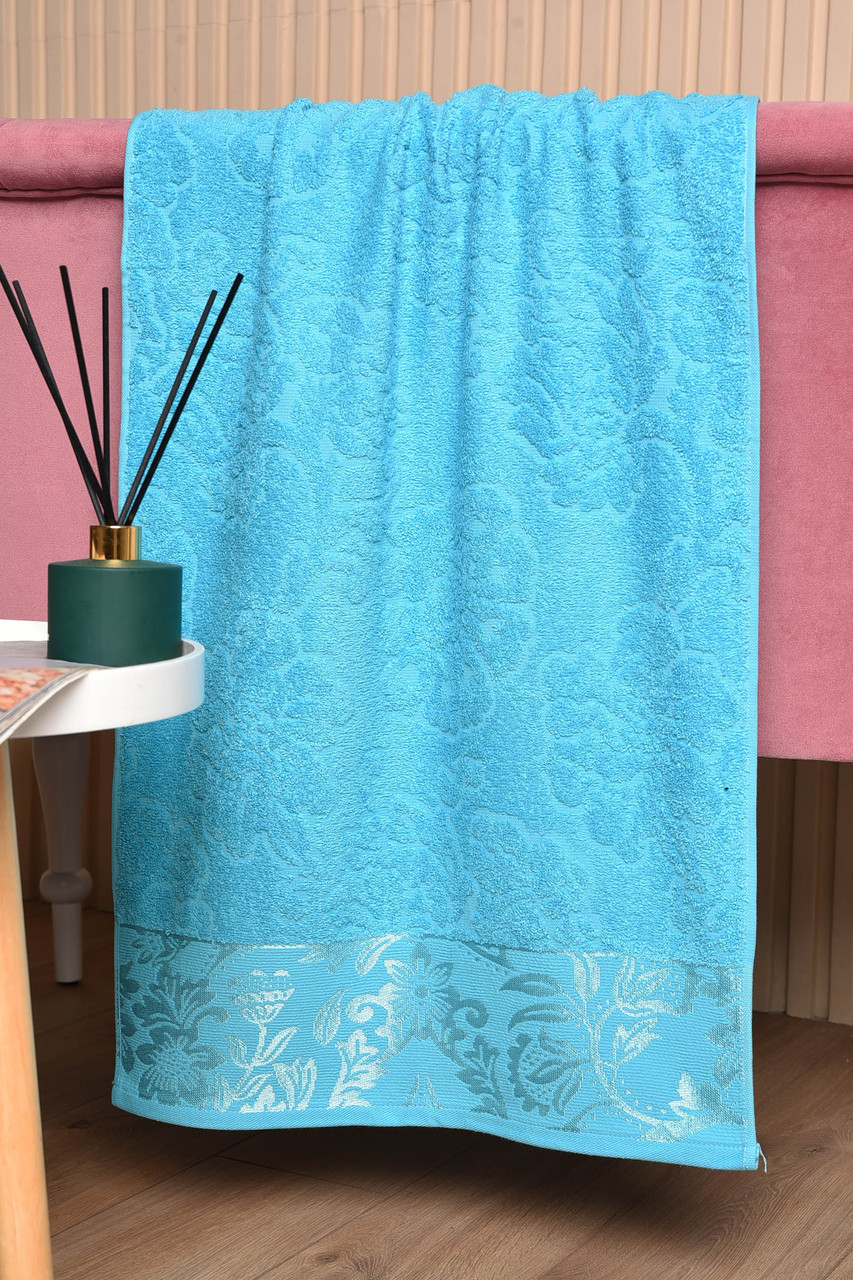 Рушник для обличчя махровий блакитного кольору 173158P, фото 1