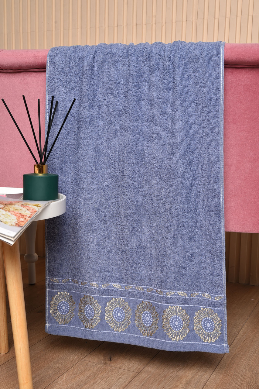 Рушник для обличчя махровий синього кольору 90*45 173503P, фото 1