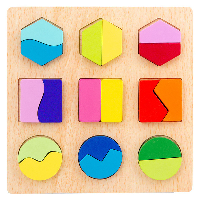 ТОП! Дитяча розвивальна іграшка ZW-9988 дошка-вкладиш дерев'яні барвисті фігурки 18 елементів