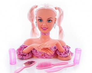 Манекен для зачісок DEFA 20957 з аксесуарами (Рожевий)