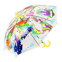 Зонтик детский MK 3612-1 трость (Единорог)