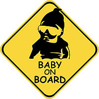 Знак "BABY ON BOARD" (Модный) на авто МАГНИТНЫЙ съёмный Код/Артикул 173