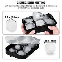 VEVOR 6 Piece Ice Cube Maker Ice Cube Moulds 5 cm Ice Sphere Ice Cube Mould Ice Sphere Forner, Durable Ice