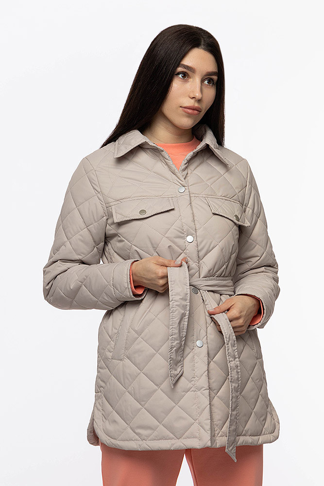 Жіноча стьобана куртка колір молочний ЦБ-00206945