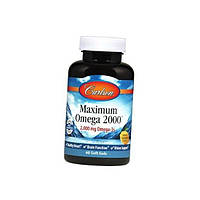 Омега 3 Carlson Labs Maximum Omega 2000 mg 60 Soft Gels Natural Lemon Flavor DI, код: 7580907