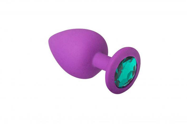 Анальна силіконова пробка зі стразом Purple Silicone Emerald, S, фото 1