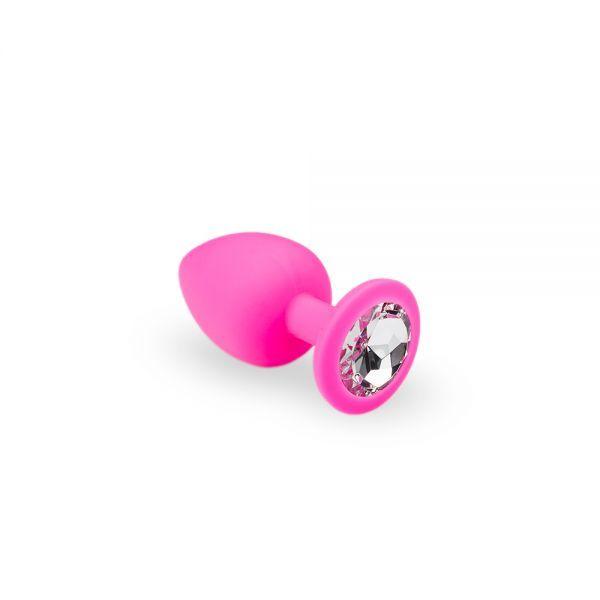 Анальний корок Pink Silicone Diamond, M з кристалом