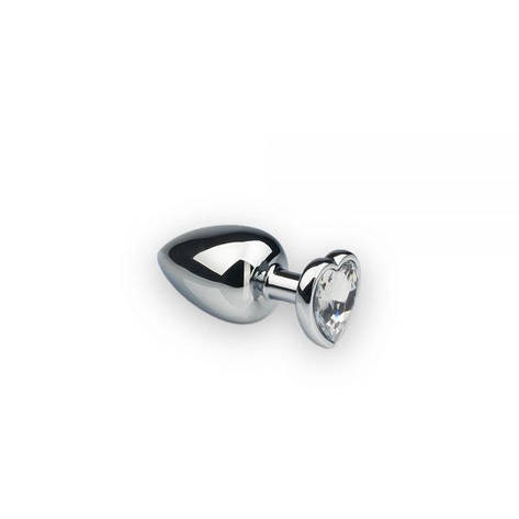 Анальна пробка Silver Heart Diamond, S з кристалом у вигляді серця, фото 1