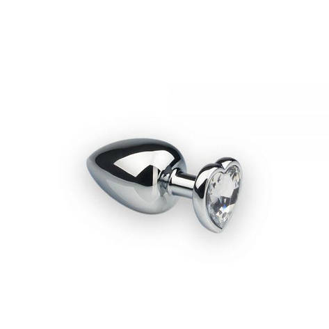 Анальна пробка Silver Heart Diamond, M з кристалом у вигляді серця, фото 1