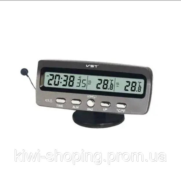 Автомобильные часы VST 7045 авточасы электронные с термометром в авто с вольтметром с подсветкой o - фото 3 - id-p2128022087
