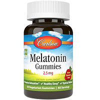Мелатонин для сна Carlson Labs Melatonin Gummies 2,5 mg 60 Gummies Strawberry TV, код: 7955658