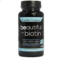 Витамины и минералы Earth s Creation Beautiful Biotin 10000 mcg, 100 капсул CN13656 SP