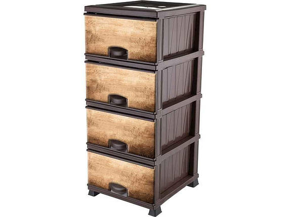 Комод 4-ярусний дерево з малюнком 37,5*46*90 пластик ТМ Elif FG, фото 1