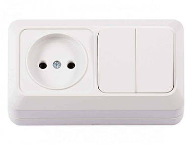 Блок розетка вимикач Біла 1 подвійний OPERA 2033 ТМ LUXEL FG
