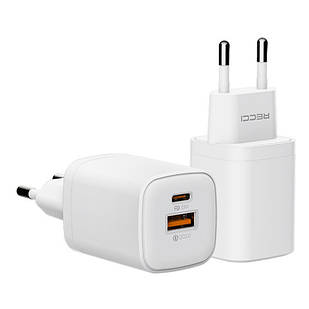 Мережевий зарядний пристрій Recci RC60E, QC 3.0, PD, USB-A 18W, USB-C 33W White