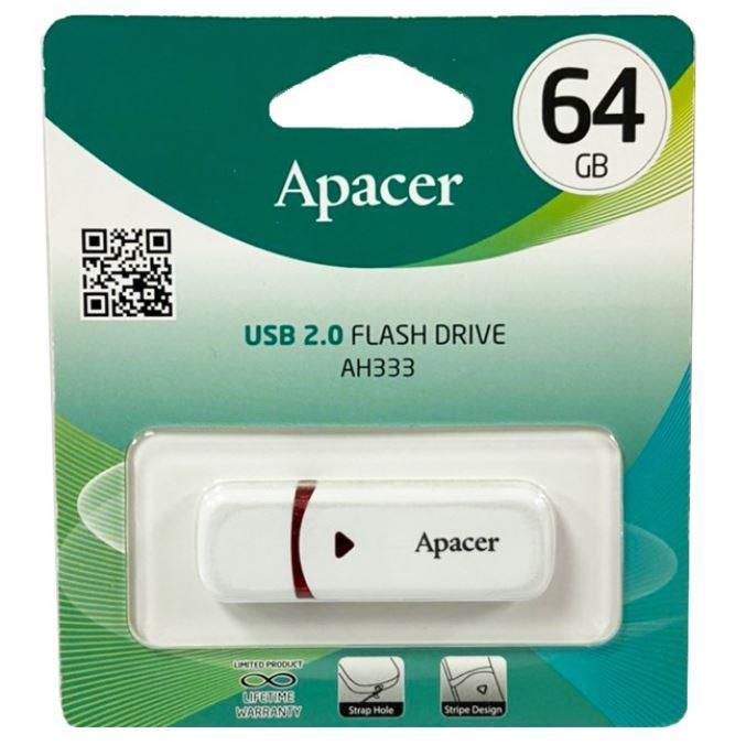 Накопичувач Apacer 64 GB USB 2.0 Type-A AH333 Білий