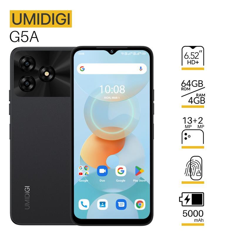 Смартфон UMIDIGI G5A (MP38) 6.52" 4/64ГБ, 2SIM, 5000мА·год, чорний