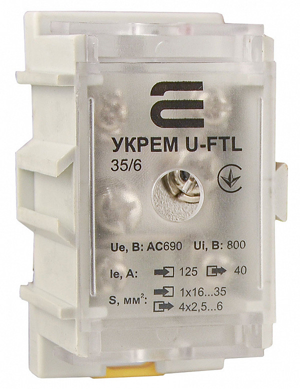 Клема магістральна з захисною кришкою УКРЕМ U-FTL 35/6 1x(10-35) / 4х(2,5-6) 125А