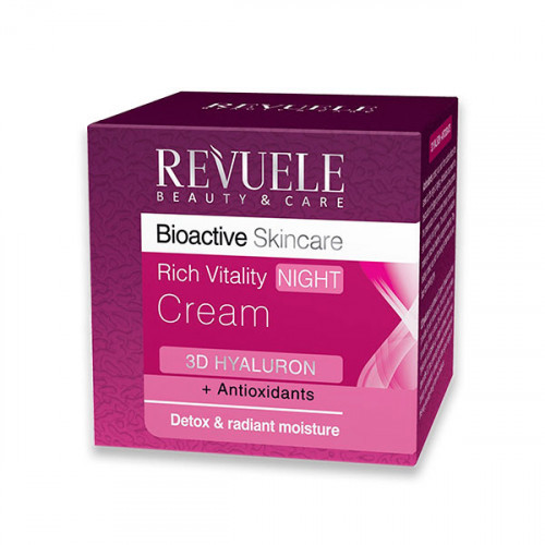 Нічний крем для обличчя Revuele Bioactive 3D Hyaluron Rich Vitality омолоджуючий, 50 мл, фото 1