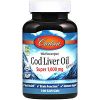 Жир из печени трески Carlson Labs Cod Liver Oil Gems 1000 mg 250 Soft Gels TN, код: 7580901