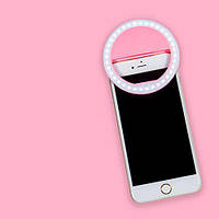 Светодиодное кольцо-вспышка LED Selfie Ring Light USB Розовый! Полезный