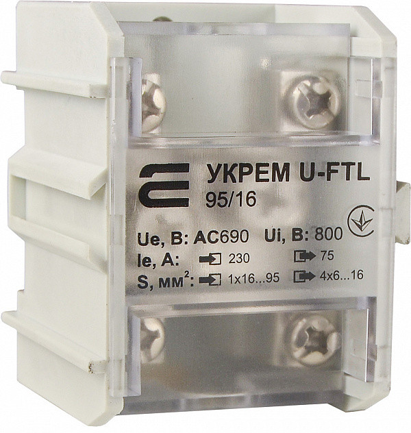 Клема магістральна з захисною кришкою УКРЕМ U-FTL 95/16 1x(16-95) / 4х(6-16) 232А