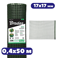 Пластиковая сетка для ограждения газона 0,4х50 м 210г/м² 17х17 мм заборная садовая зеленая для клумб Bradas