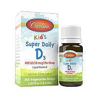 Витамин D3 для Детей в Каплях 400 МЕ Kid's Super Daily D3 Carlson 10.3 мл SM, код: 7575209