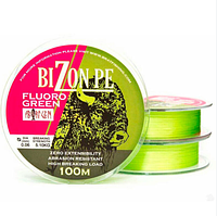 Шнур рыболовный BIZON PE FLUORO GREEN, 100м 0.20